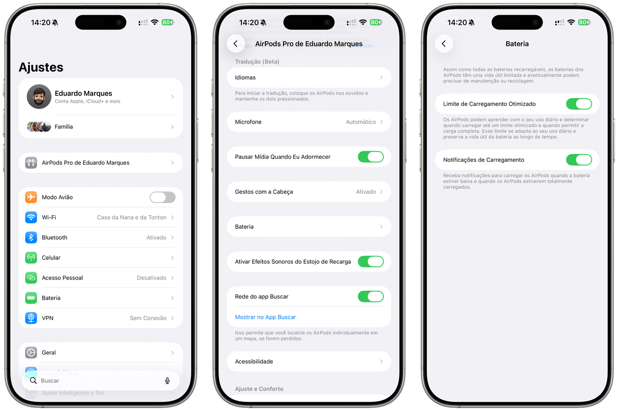 Carregamento Otimizado dos AirPods Pro 3