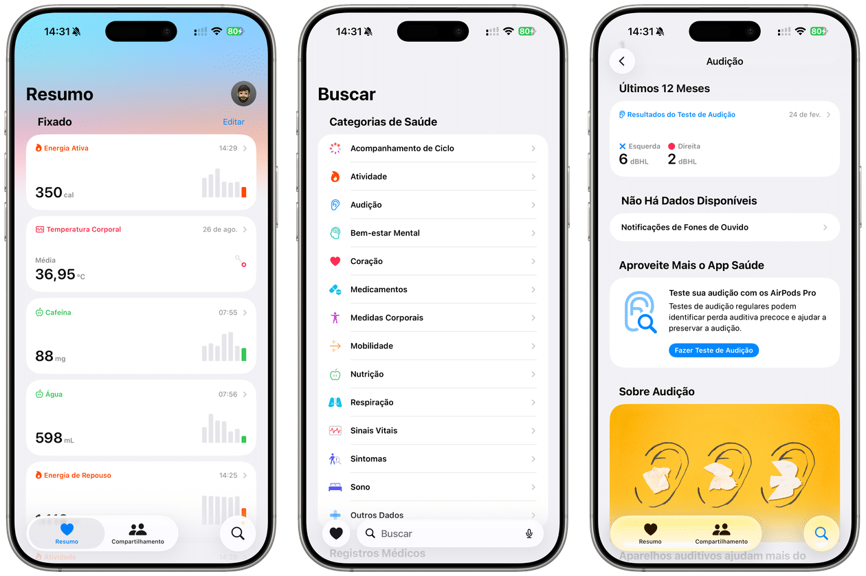 Teste de audição dos AirPods Pro