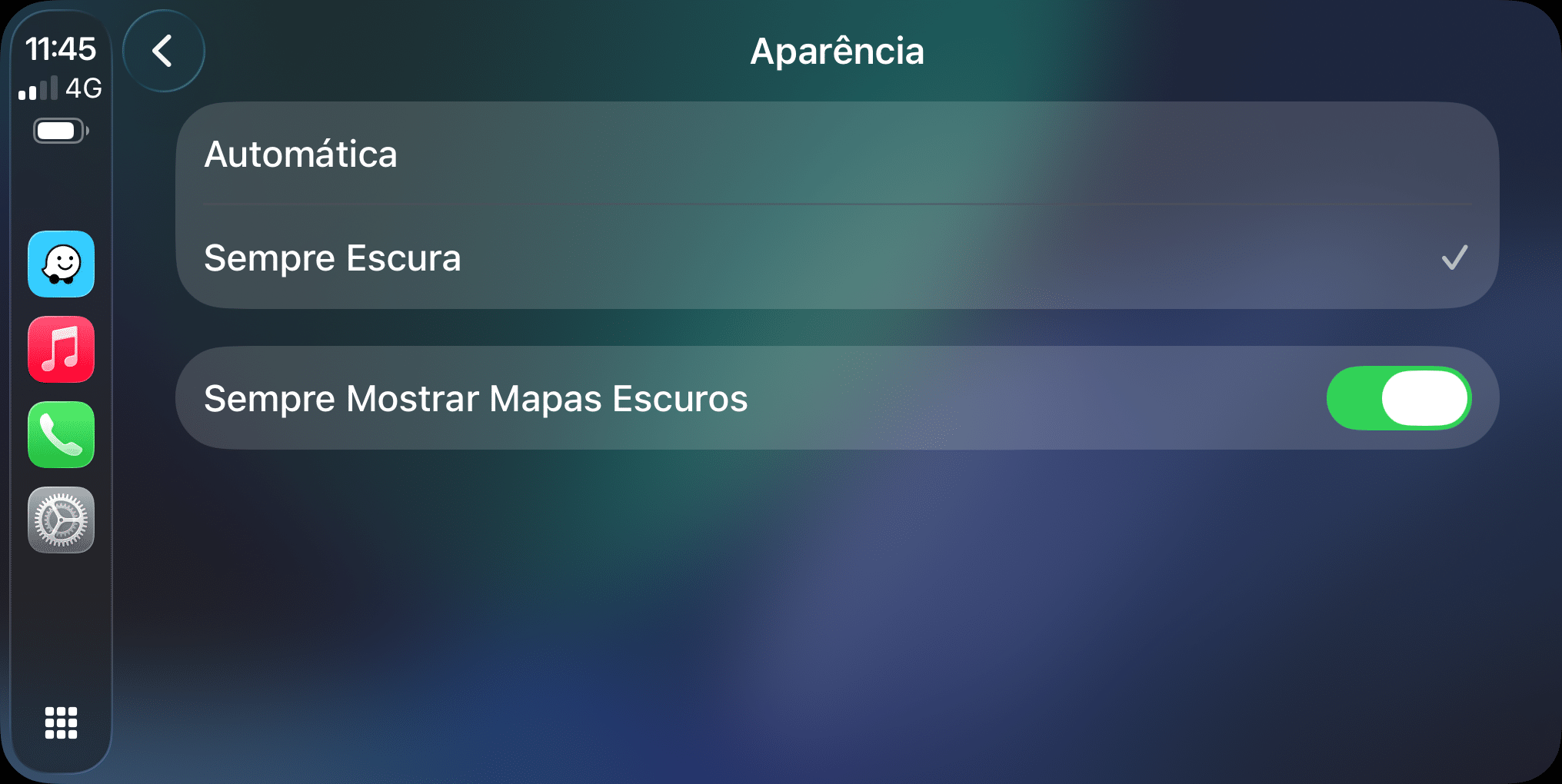 Mapas escuros no CarPlay