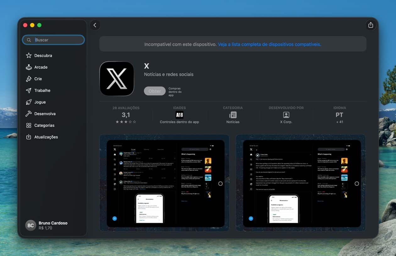 X passa a impedir instalação do seu app para iPad em Macs