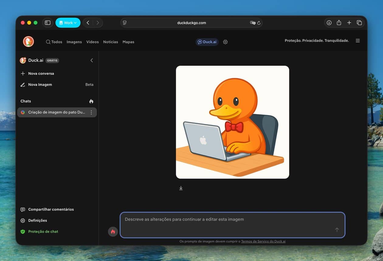 Geração de imagens no duck.ai, do DuckDuckGo