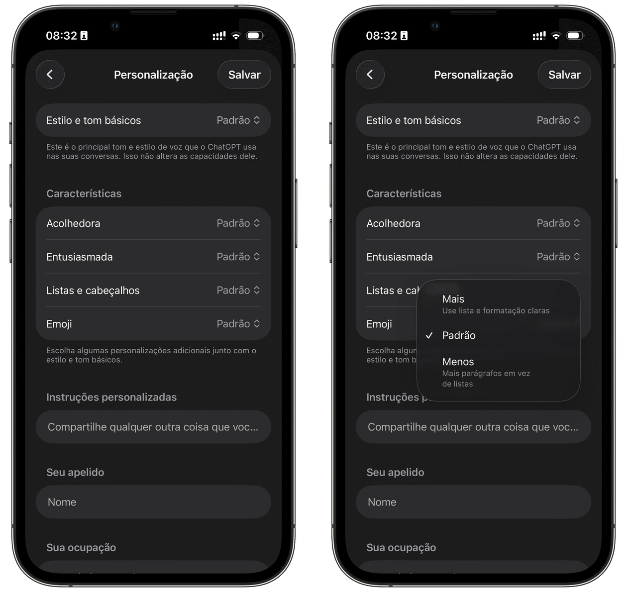 Personalização no ChatGPT