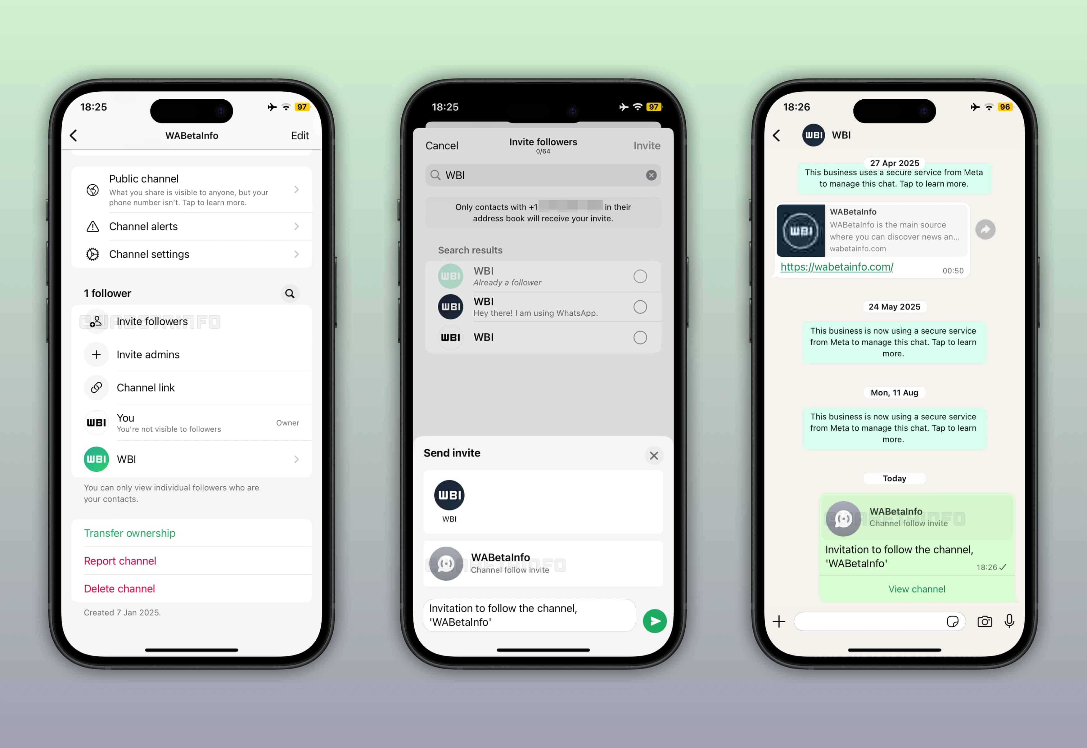 Convite de canais no WhatsApp