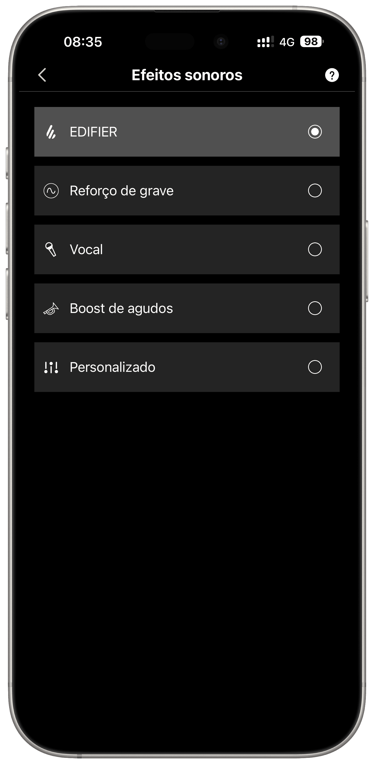 Efeitos sonoros dos fones EDIFIER X5 Pro