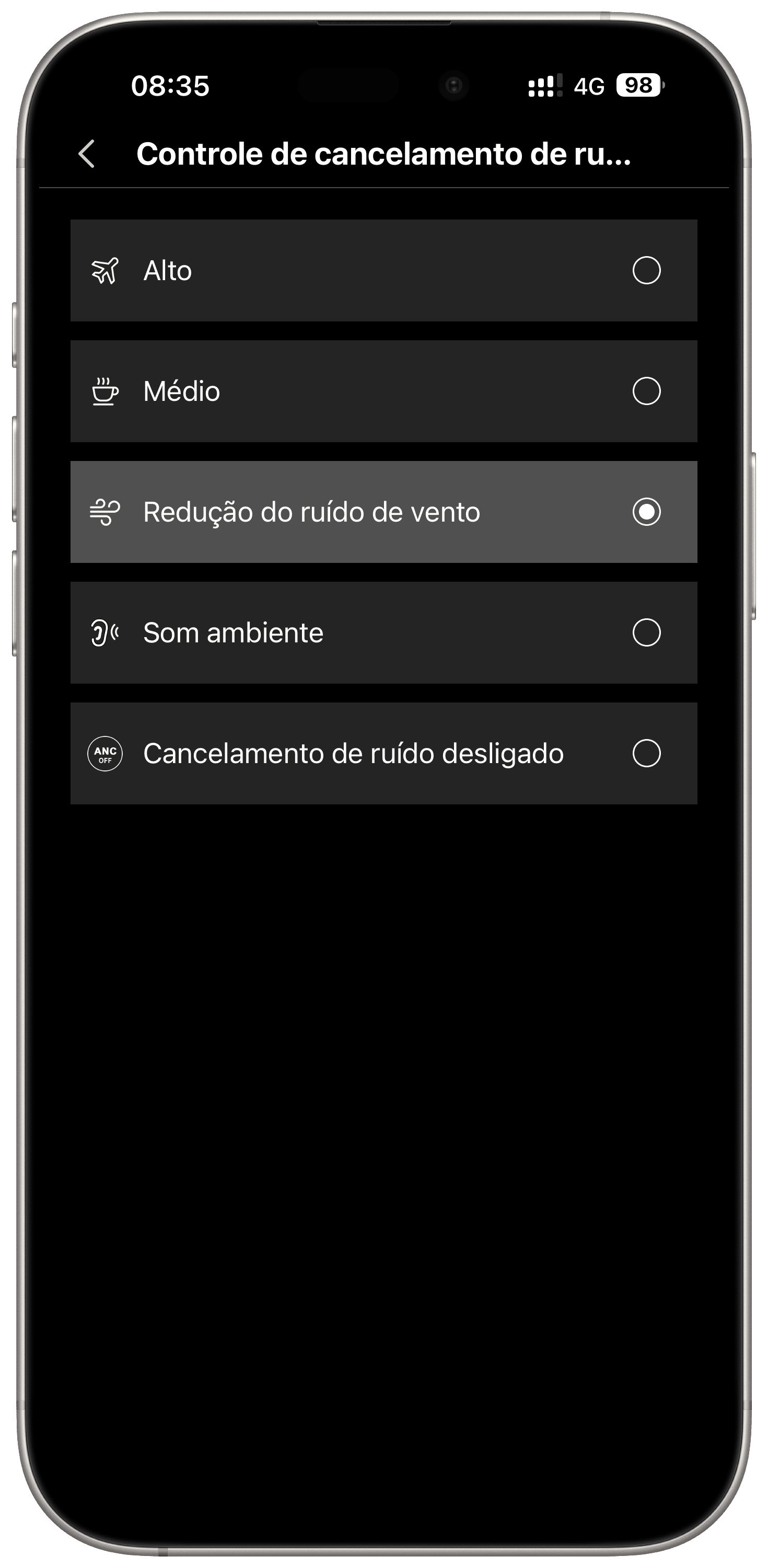 Controles de cancelamento de ruído dos fones EDIFIER X5 Pro
