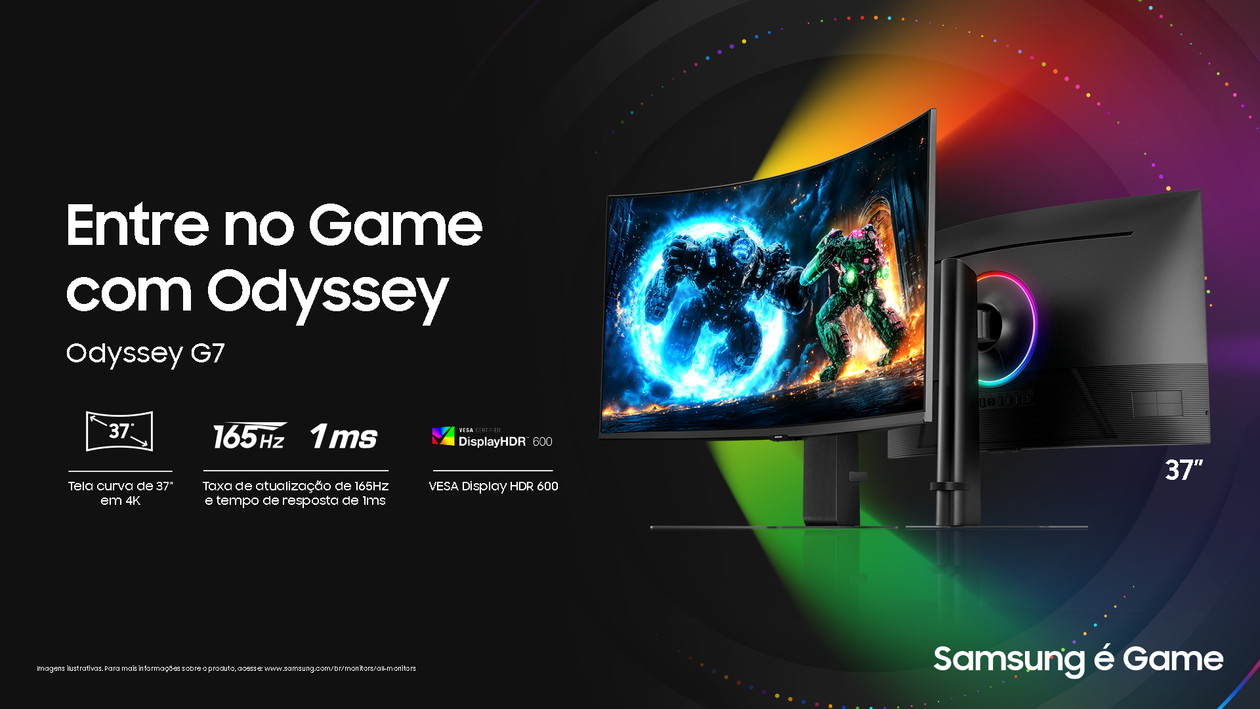 Samsung lança monitor gamer Odyssey G7 de 37″ no Brasil