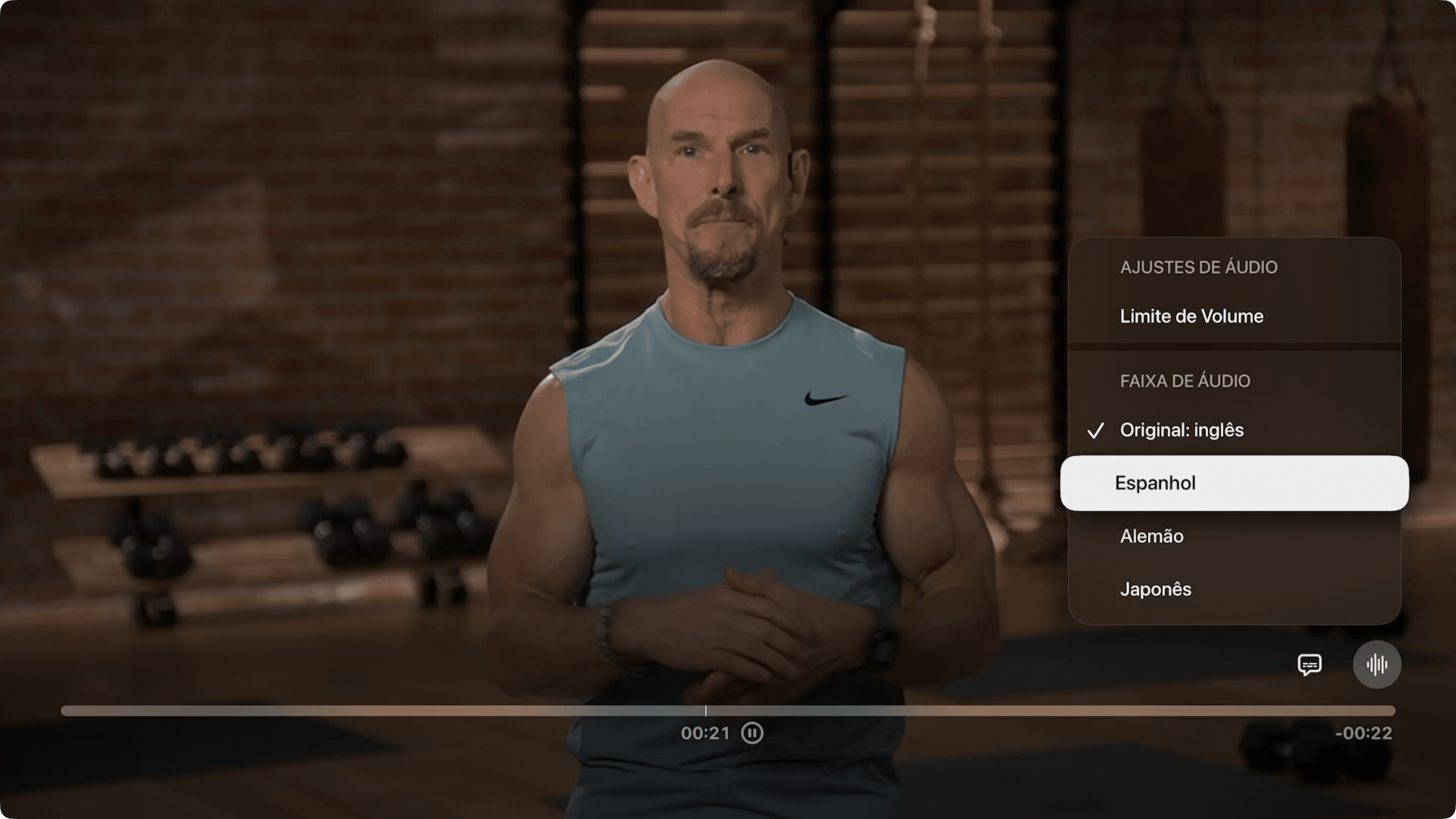 Dublagem do Fitness+ na Apple TV
