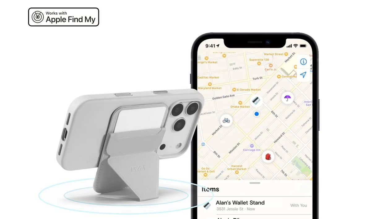 Trackable Snap-on Phone Stand & Wallet