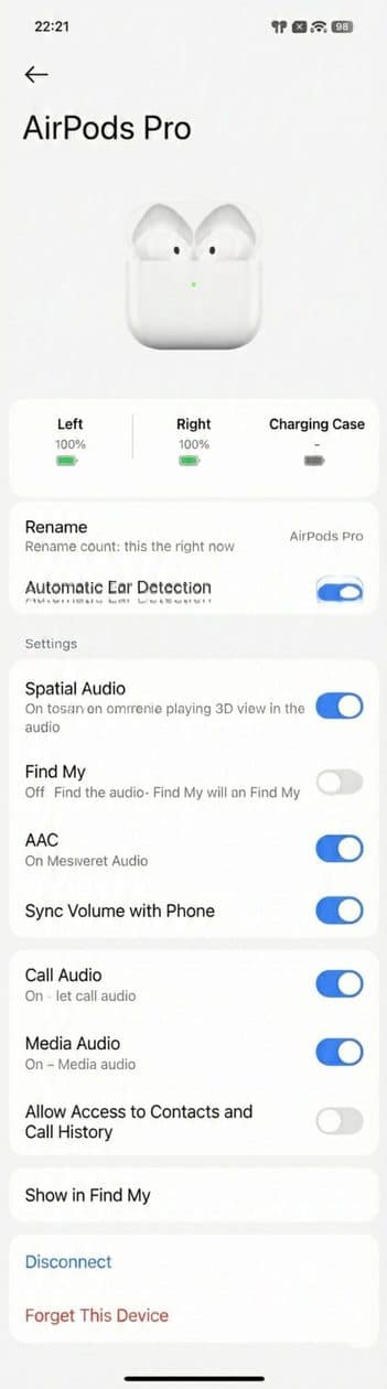 Ajustes dos AirPods no HyperOS 3.1