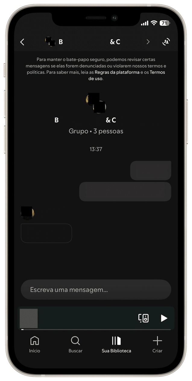 Spotify mensagens em grupo