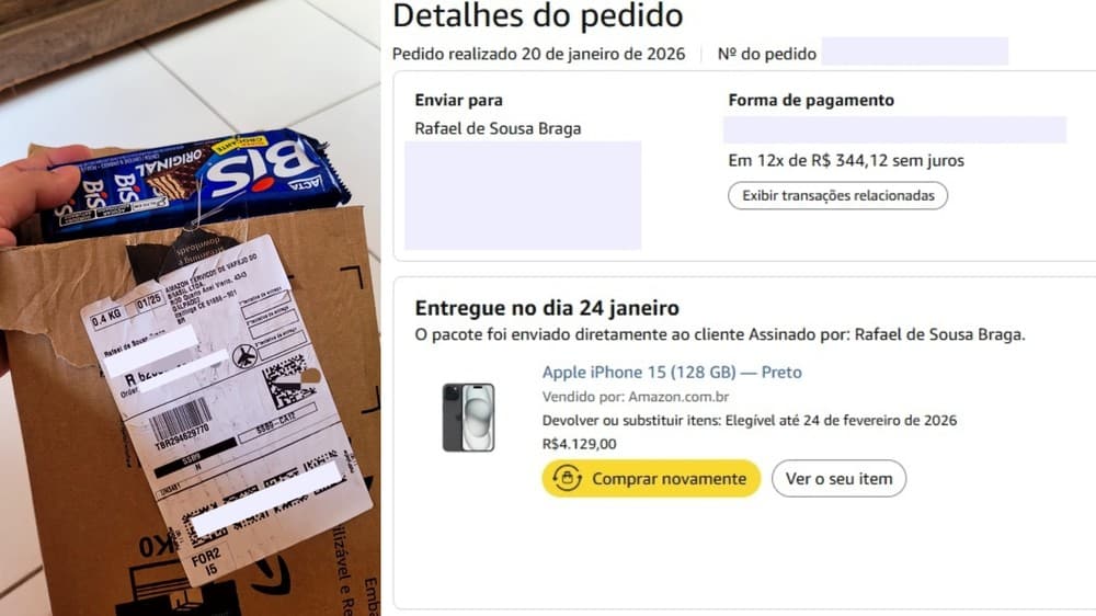 Brasileiro compra iPhone na Amazon e recebe caixa de Bis 2