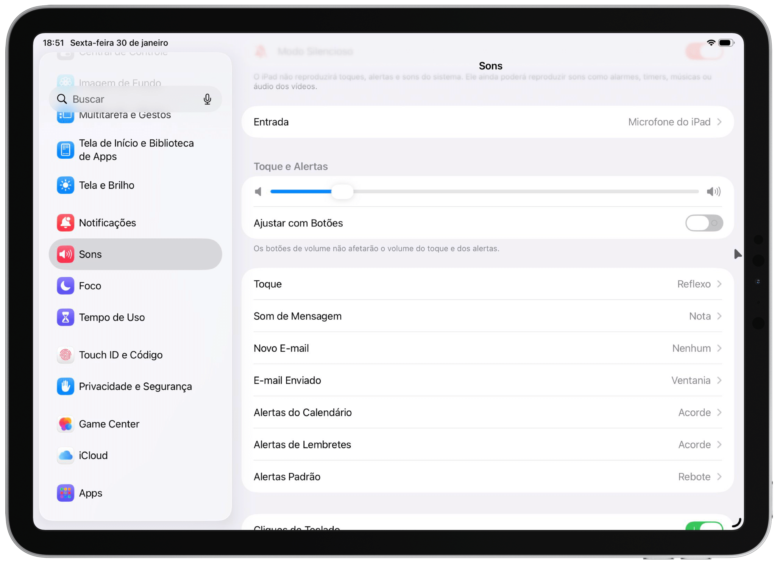 Alterar toque de chamada no app Telefone (iPad)