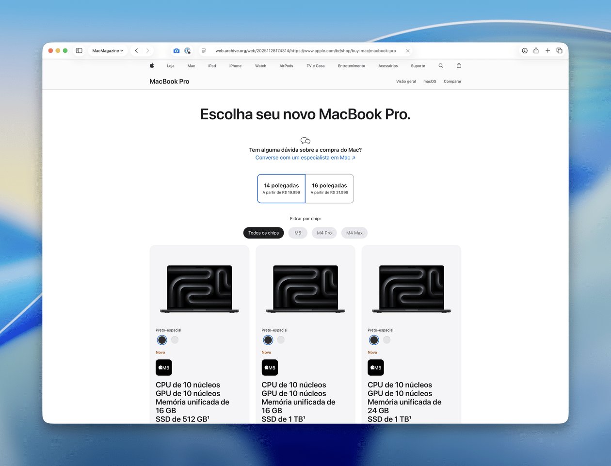 Antigo fluxo de compra do Mac