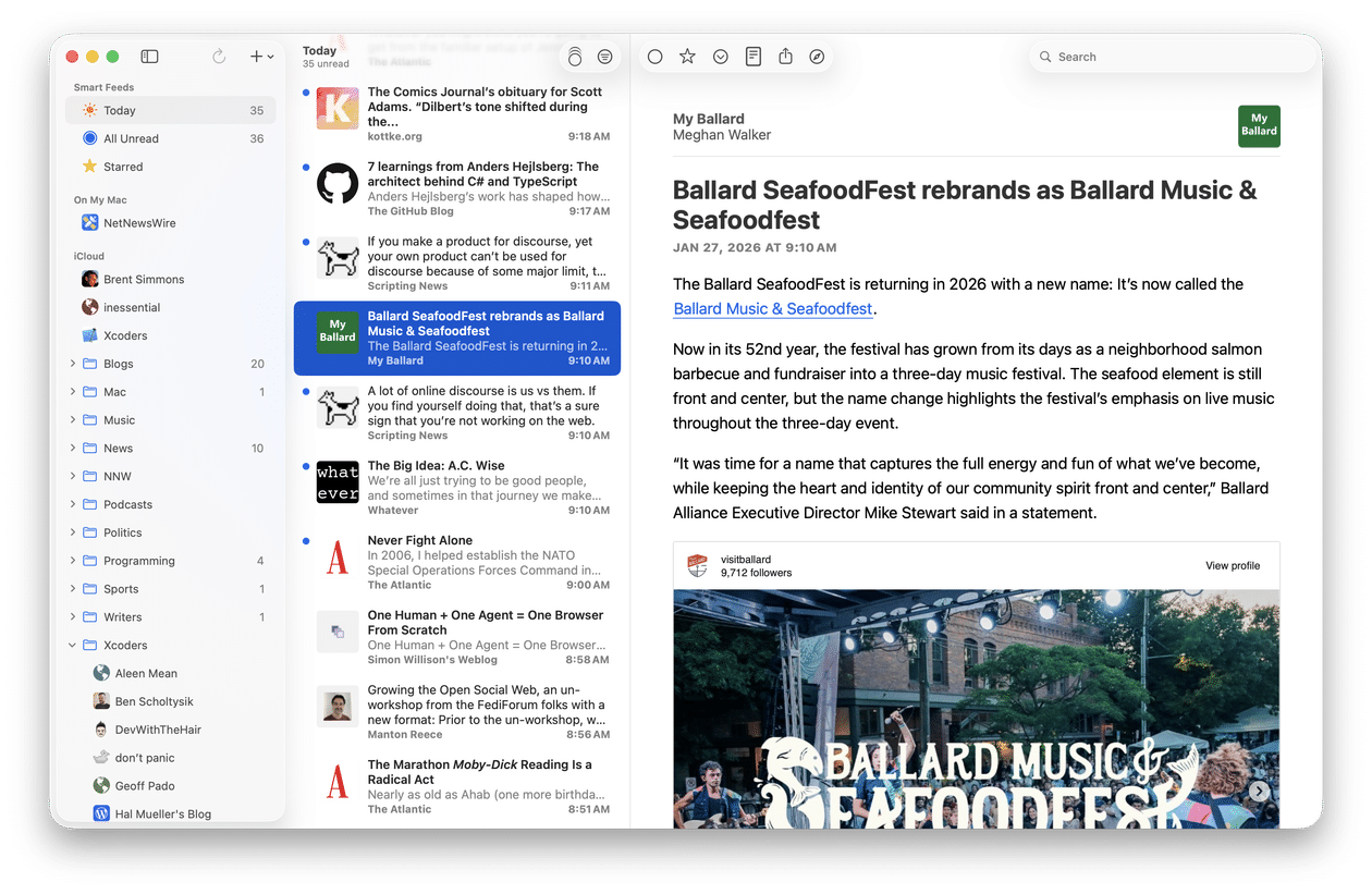 NetNewsWire 7 é lançado para macOS com visual adaptado ao Liquid Glass