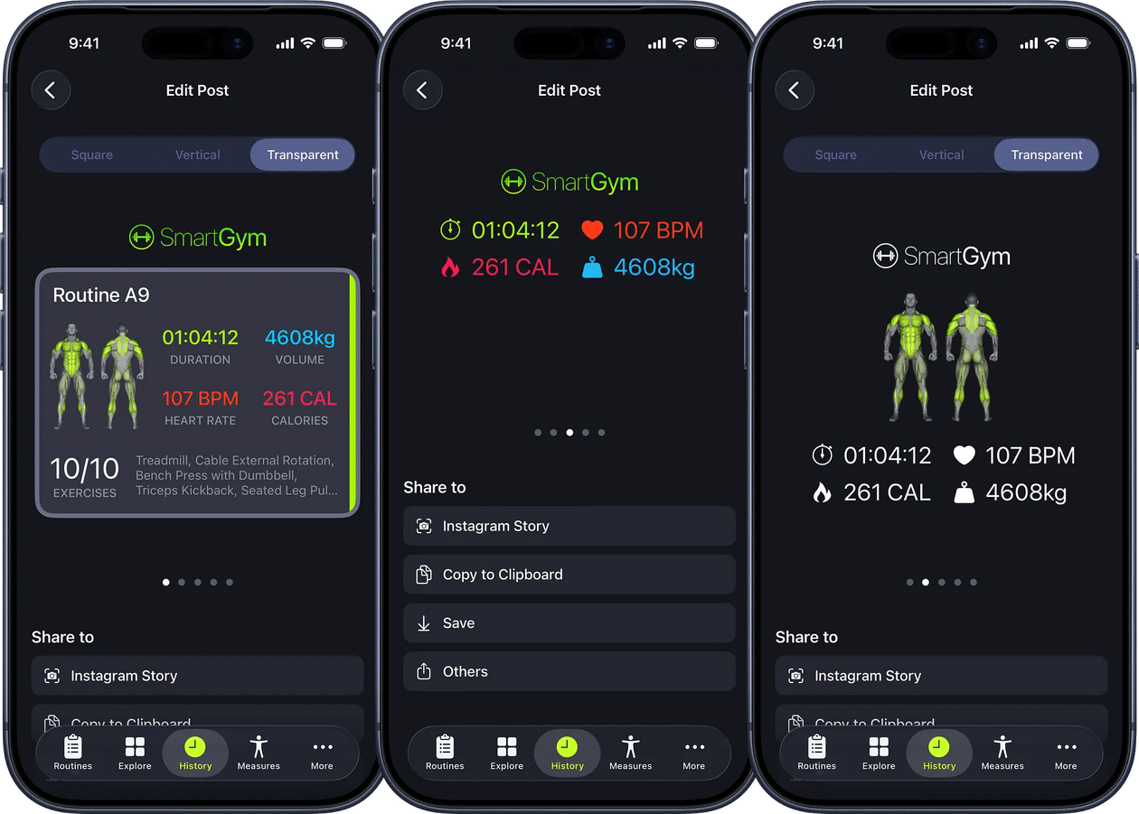 Novas opções de compartilhamento no SmartGym