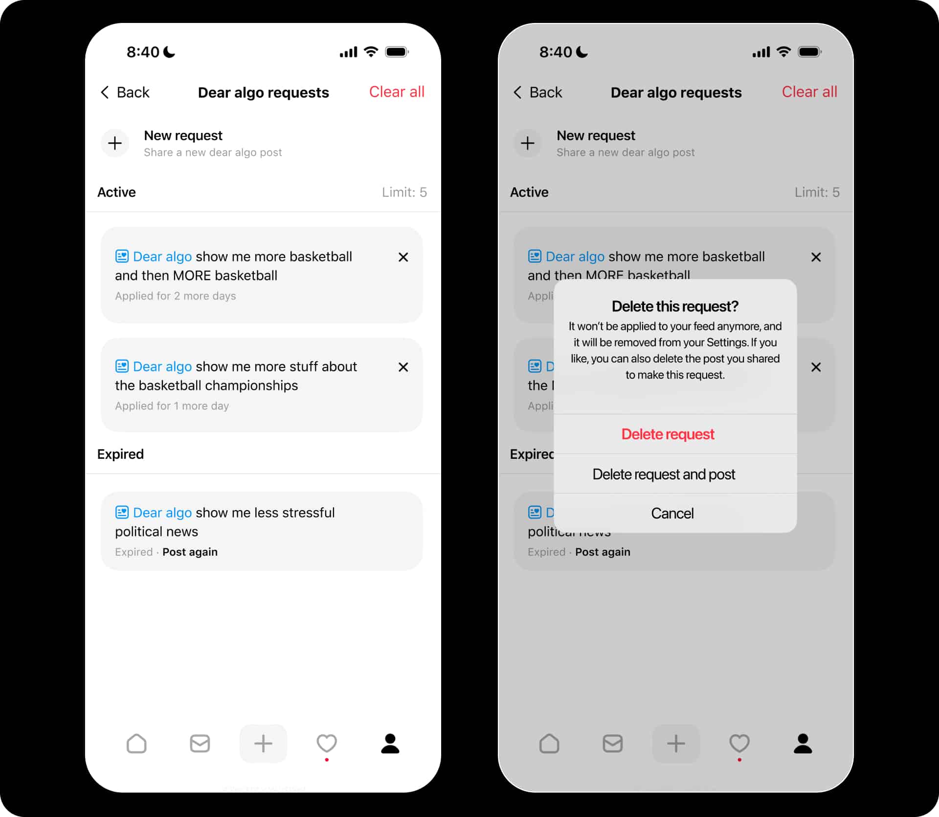 Dear Algo, recurso do Threads