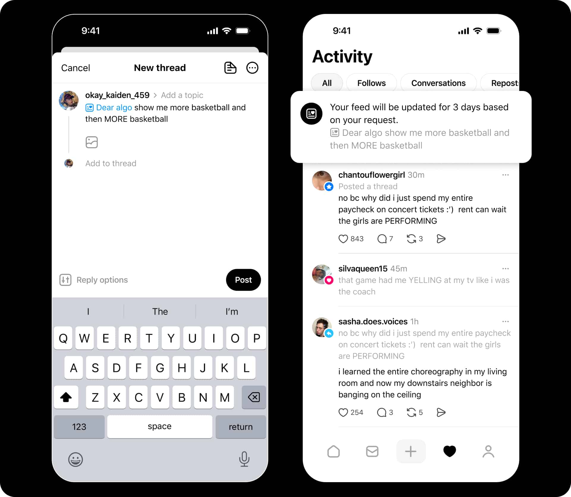 Dear Algo, recurso do Threads
