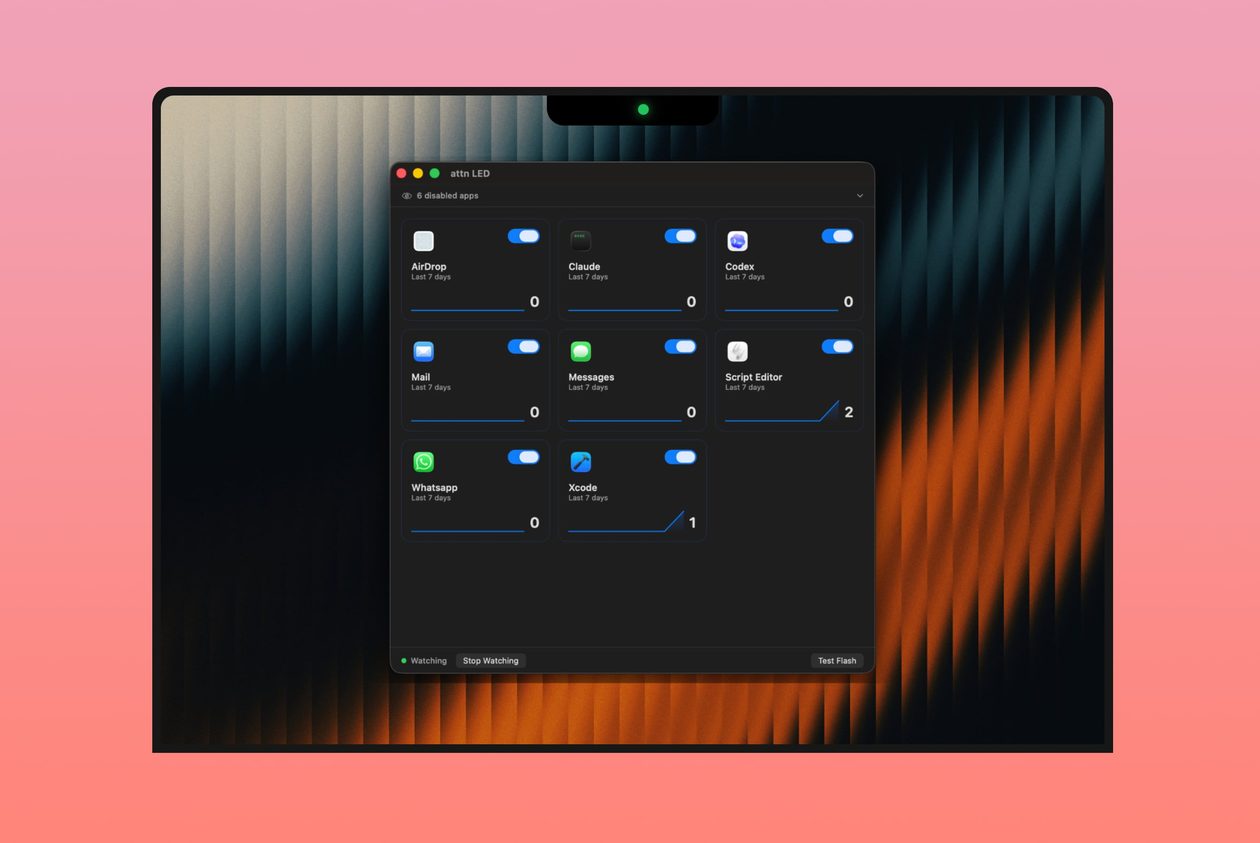 App attn LED ativa a luz indicadora da câmera de Macs para notificações