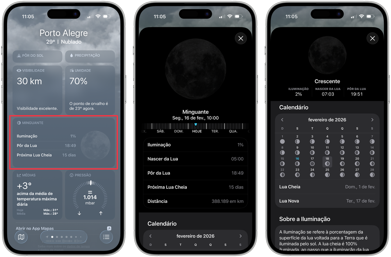 Como ver as as fases da Lua no app Tempo [iPhone, iPad e Mac]