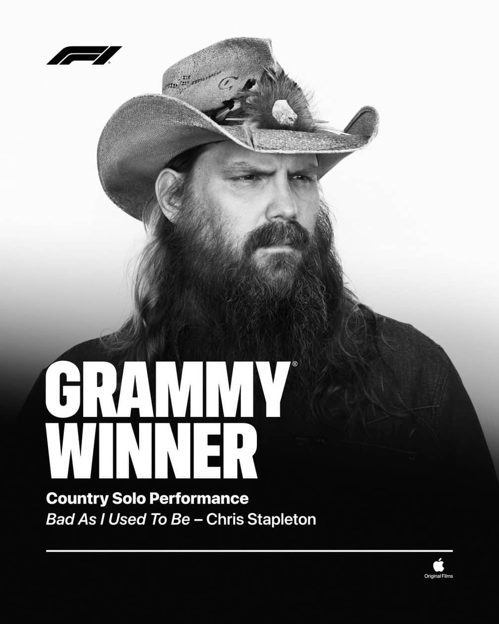 Apple TV: “F1” fatura Grammy com música de Chris Stapleton