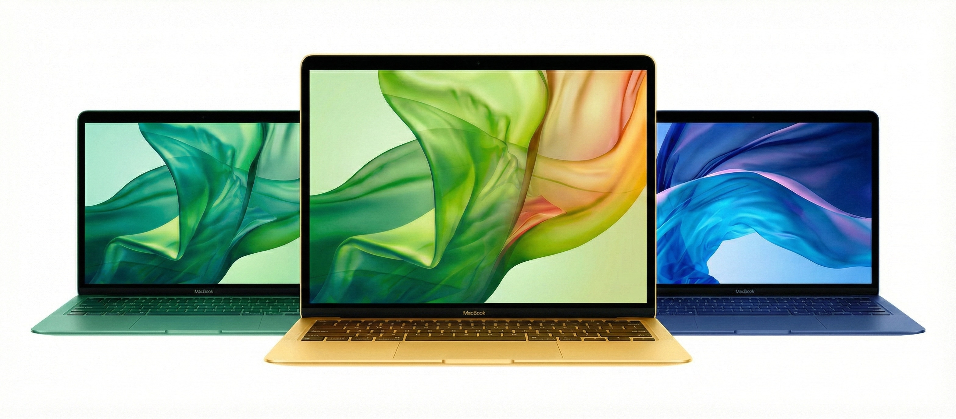 Supostas cores (azul, amarelo e verde) do MacBook com chip A18 Pro