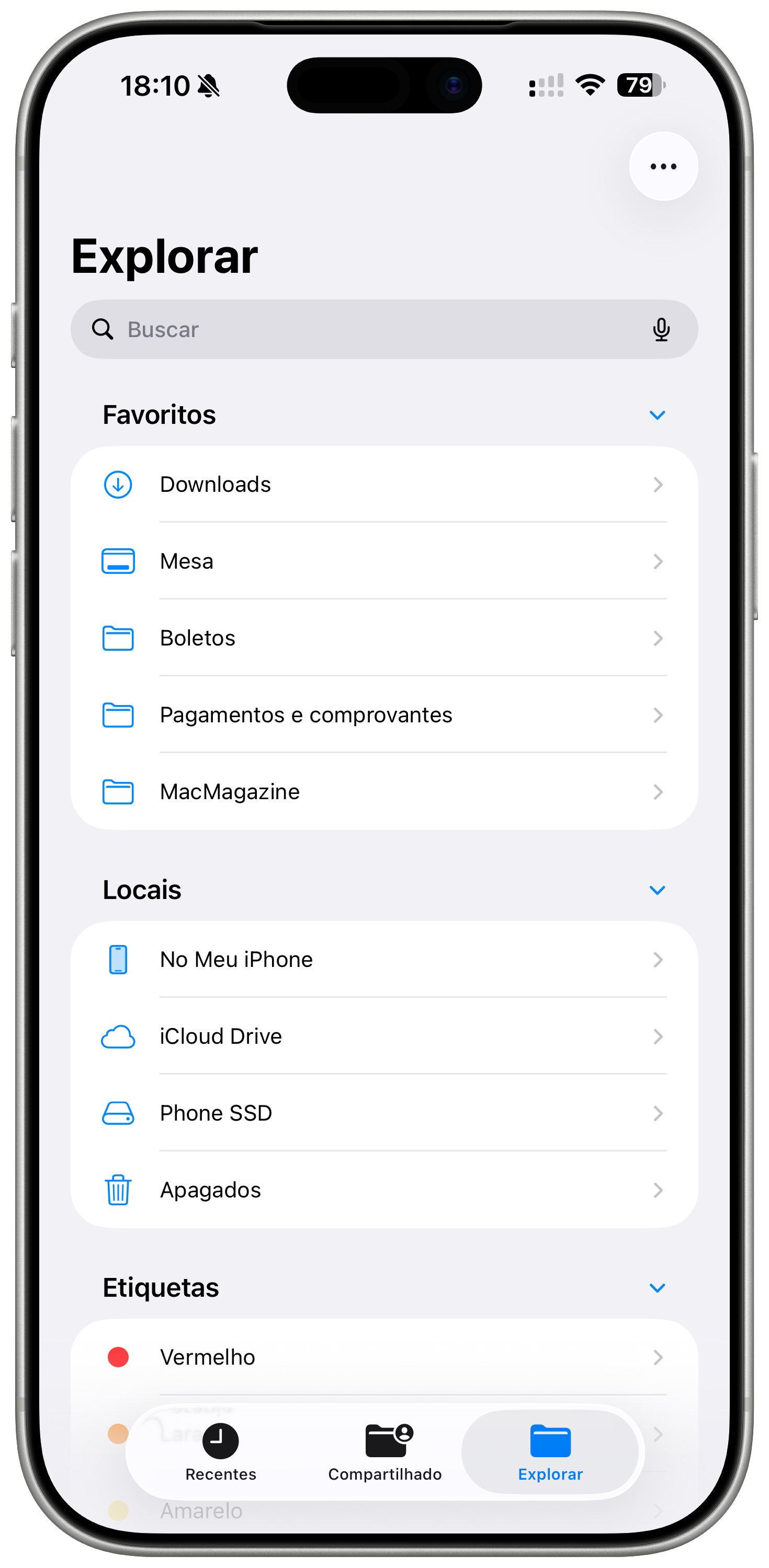 SanDisk Creator Portable Phone SSD no app Arquivos