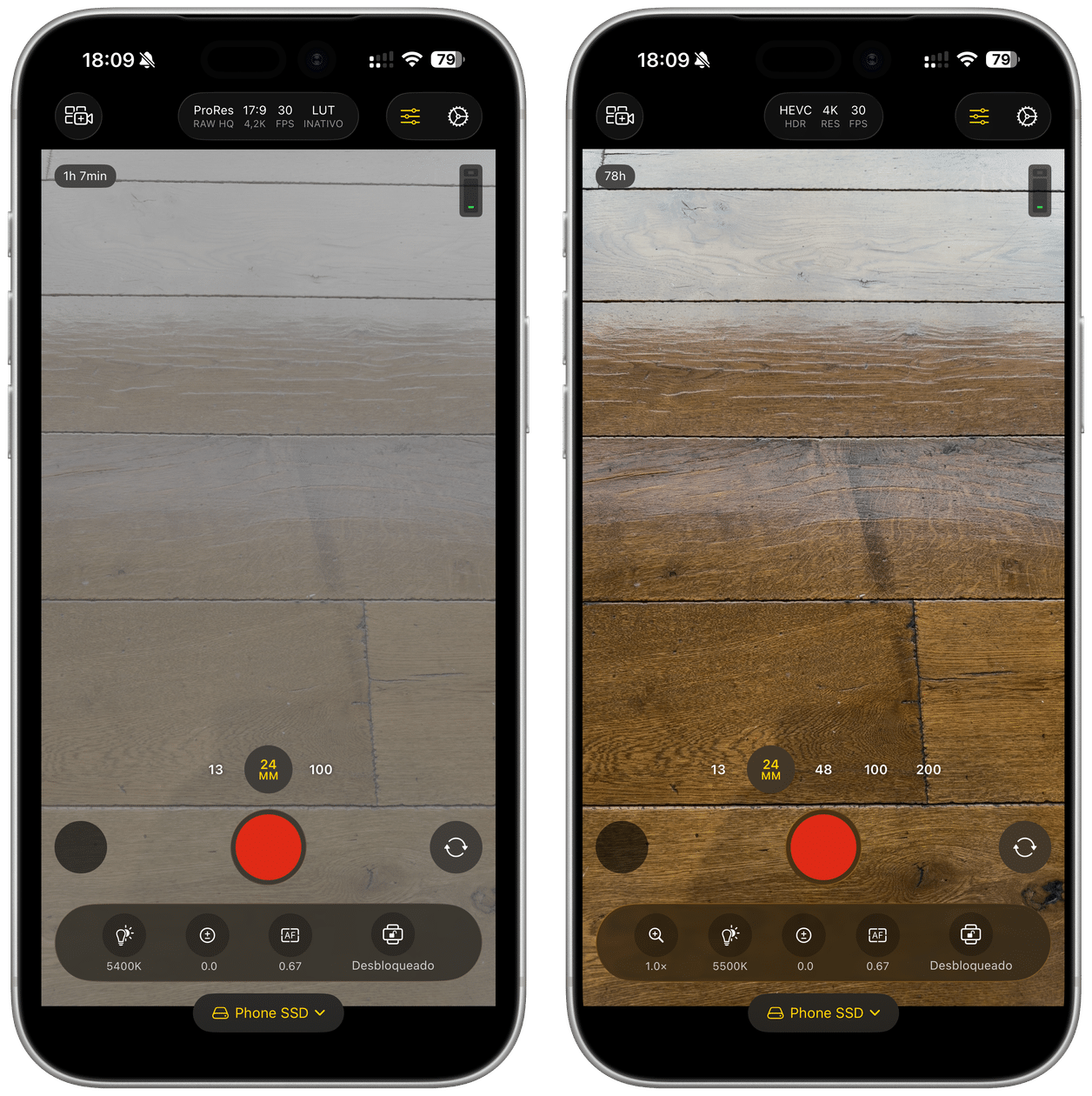 Tempo de gravação no SanDisk Creator Portable Phone SSD