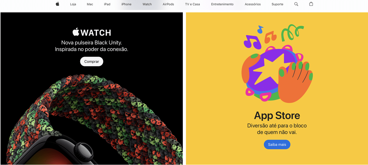 Site da Apple Brasil destacando o Carnaval 2026