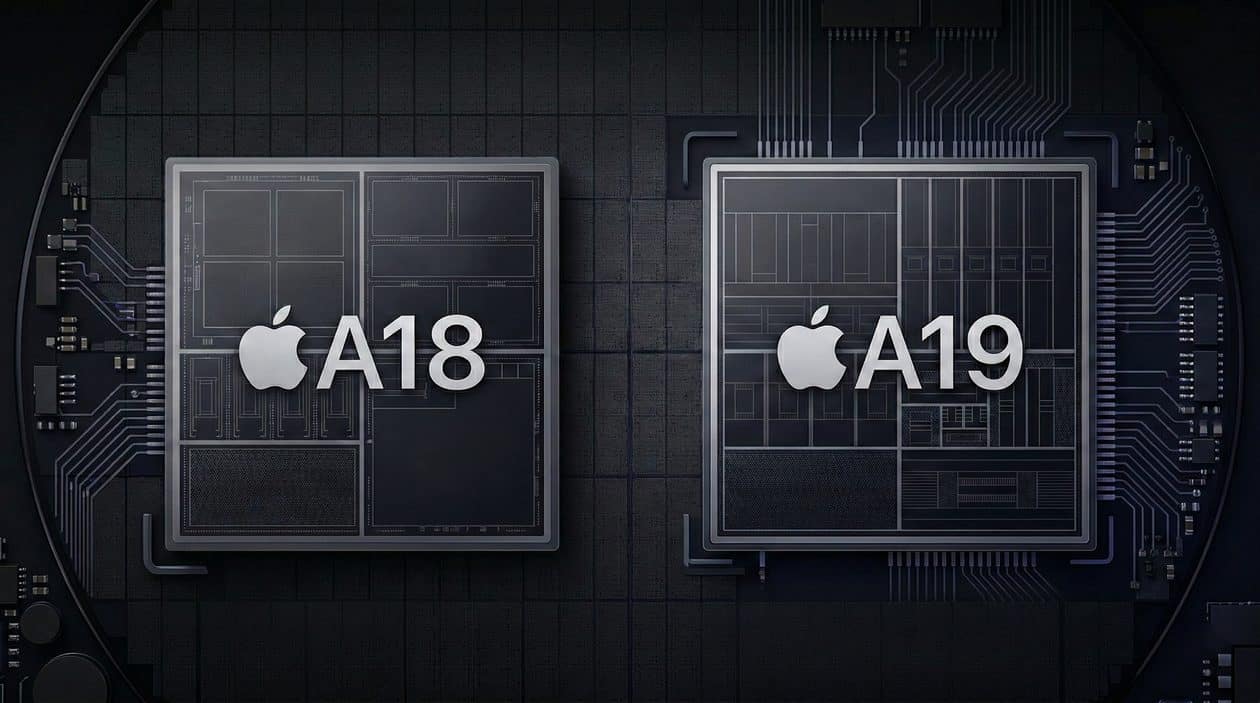 Ilustração dos chips A18 e A19