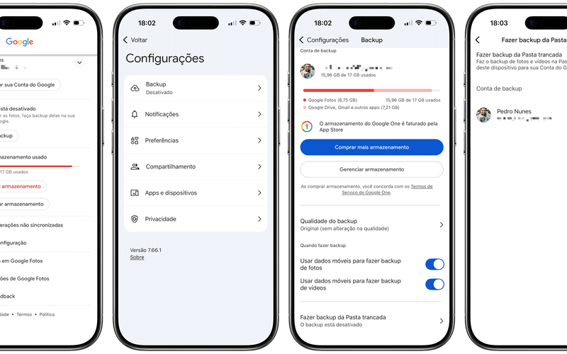 Backup de pasta trancada no Google Fotos