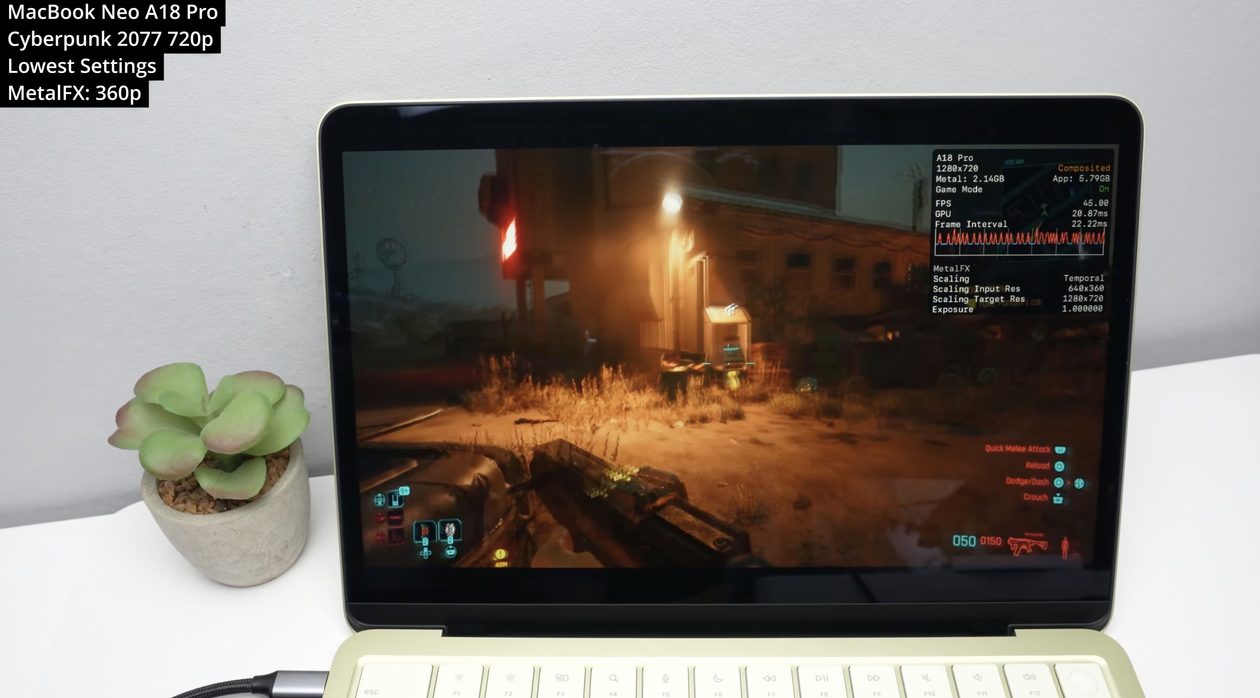 MacBook Neo vai bem em testes de jogos e consegue rodar Cyberpunk 2077