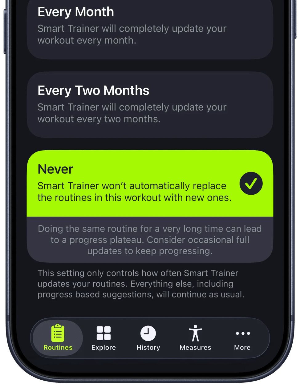 SmartGym: frequência de atualização do Smart Trainer