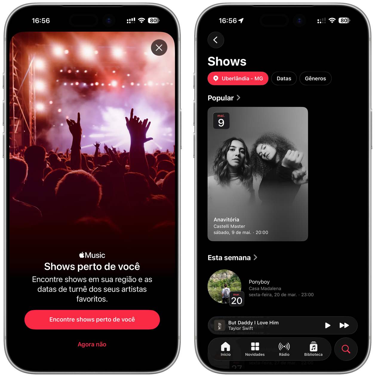 Shows perto de você (Concerts Near You) no iOS 26.4
