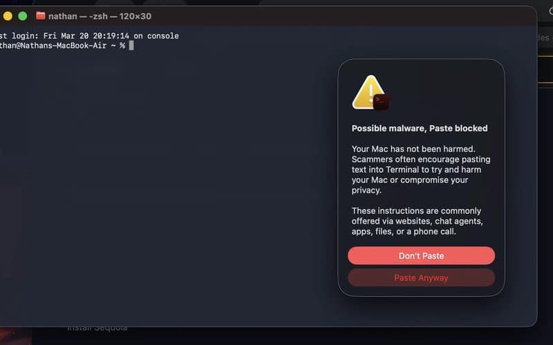 Alerta de malware no macOS