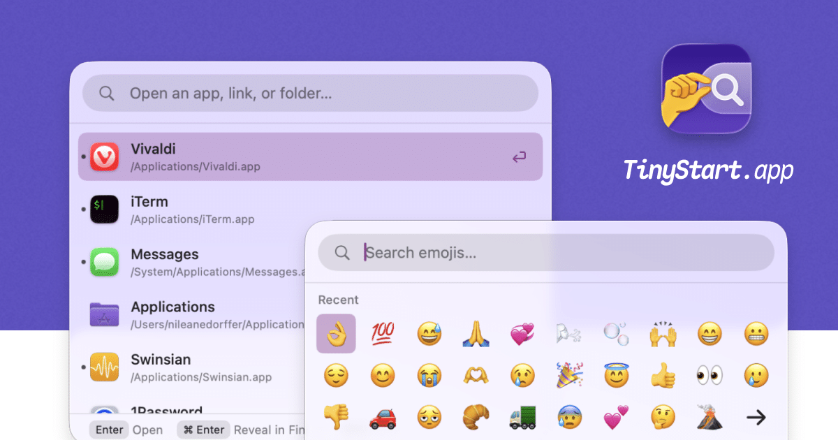 TinyStart é um utilitário para macOS que simplifica abrir apps e fazer buscas