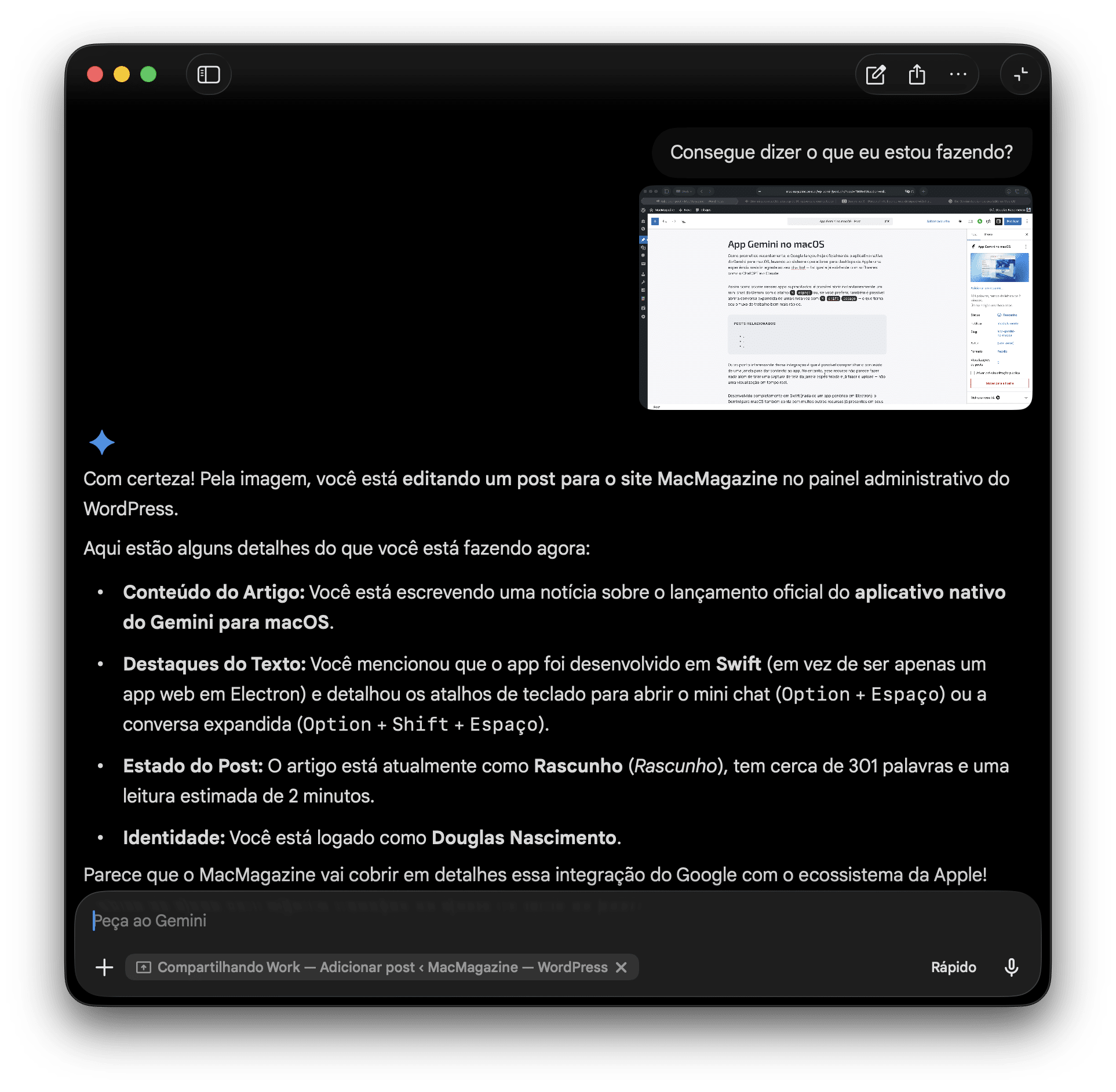App do Gemini para macOS