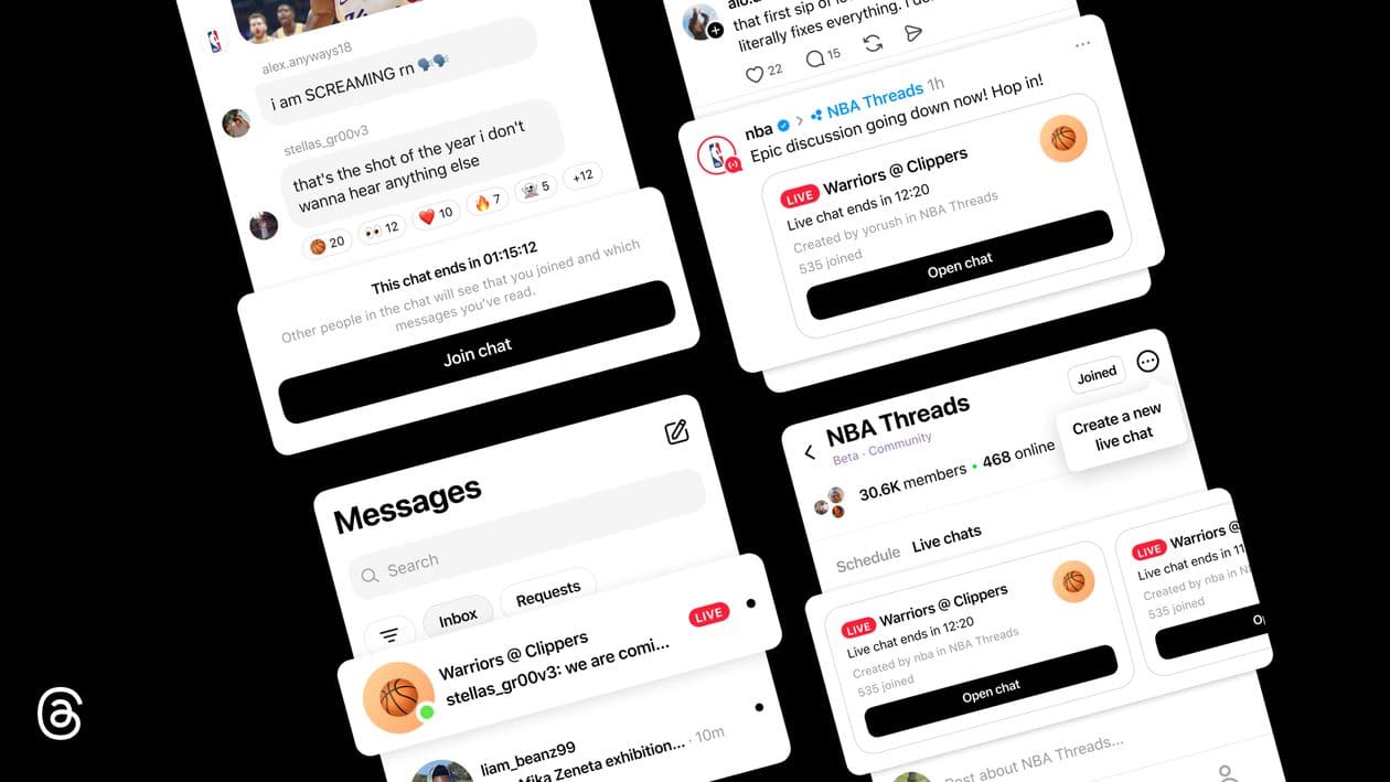 Meta libera Live Chats no Threads para conversas em grupo durante eventos