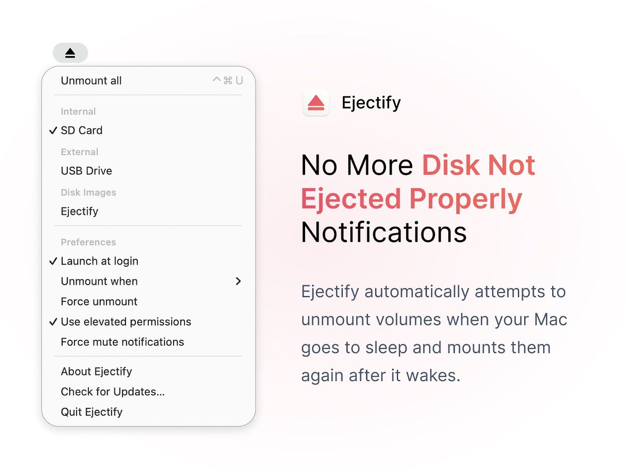 Ejectify é um utilitário para prevenir a corrupção de discos externos no Mac
