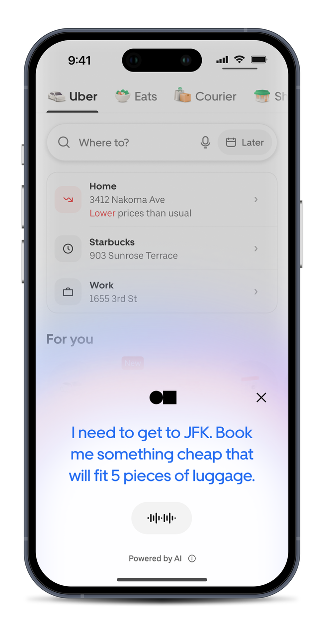 Reserva por voz no app Uber