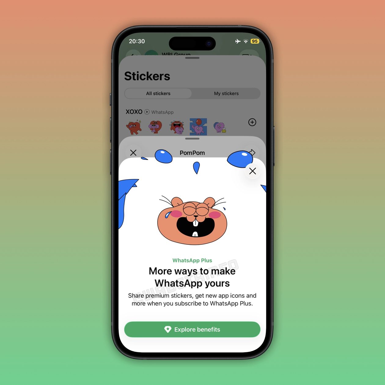 Stickers premium no WhatsApp Plus