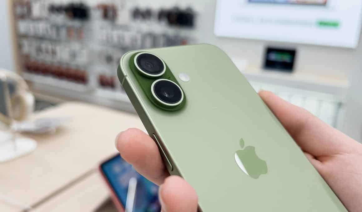iPhone 17 na cor sálvia