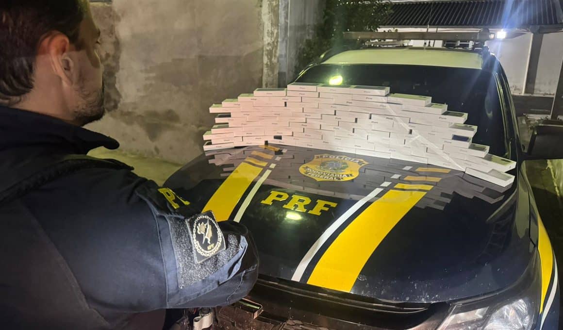 83 iPhones apreendidos pela PRF em Rosário do Sul (RS)