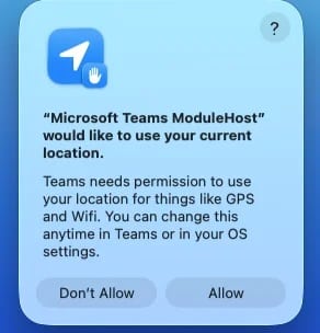 Prompt do Teams no macOS