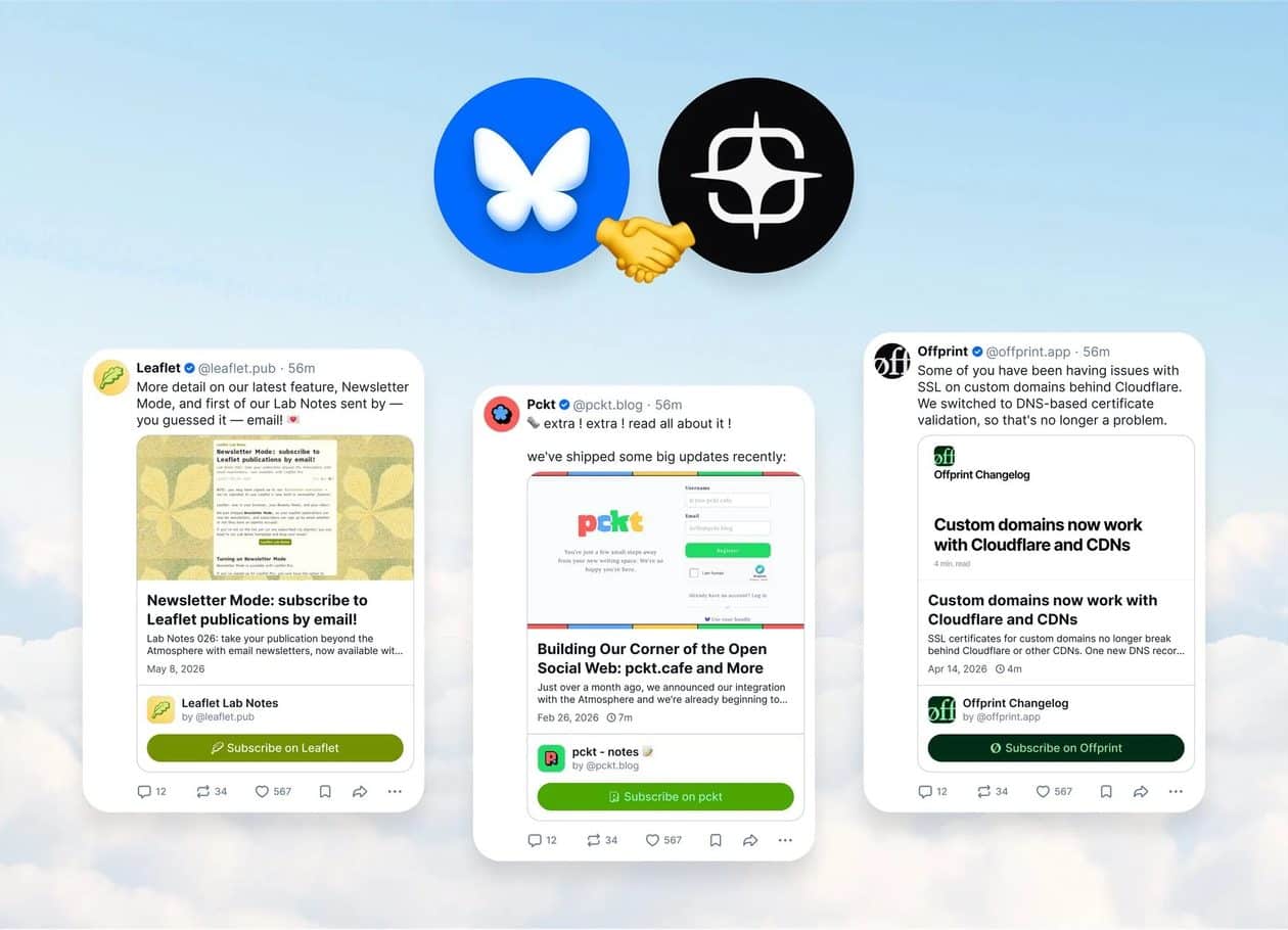 Bluesky anuncia integração com plataforma de artigos, YouTube e mais