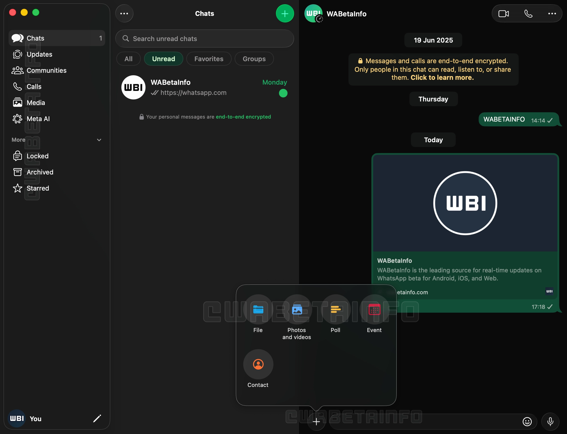 Liquid Glass no WhatsApp de macOS