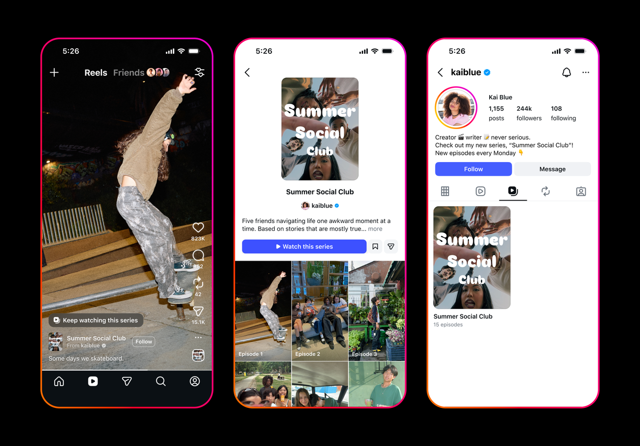 Meta testa opção para criar séries de Reels no Instagram e no Facebook